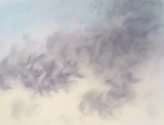 Art by Lynne Forrester: 'Feathery Flutters' (Cloudscape in soft pastels)