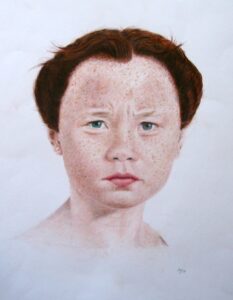 Red Hair 2. Portrait in coloured pencil