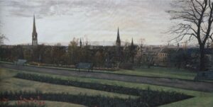 Spring Gloaming Queen's Park Glasgow, a picture of Queens Park in Glasgow, by Scottish artist, Michael E Mullen